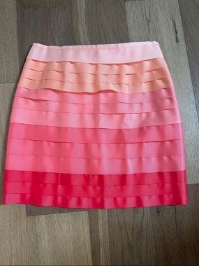 J. McLaughlin Pink Gradient Tiered Midi Skirt